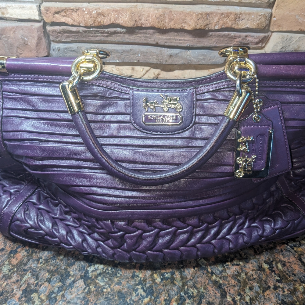 🍇Retail Coach Madison Pleated Gathered Leather Caroline Satchel 19848 Style.